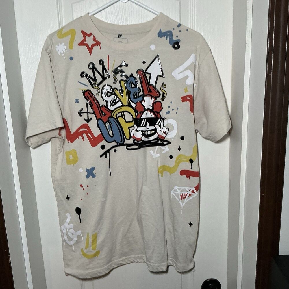 Southpole T Shirt Graphic Level Up Mens L Short Sleeve Y2k Money Cyberpunk